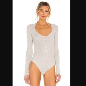 *missing buttons* NWT H:ours Henley Bodysuit in Heather Gray | Size XXS